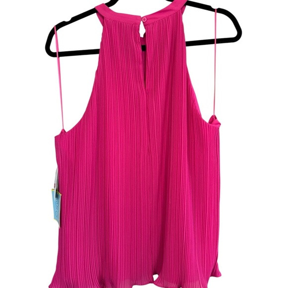 CeCe Fuchsia Pleated Sleeveless Blouse - Picture 4 of 9